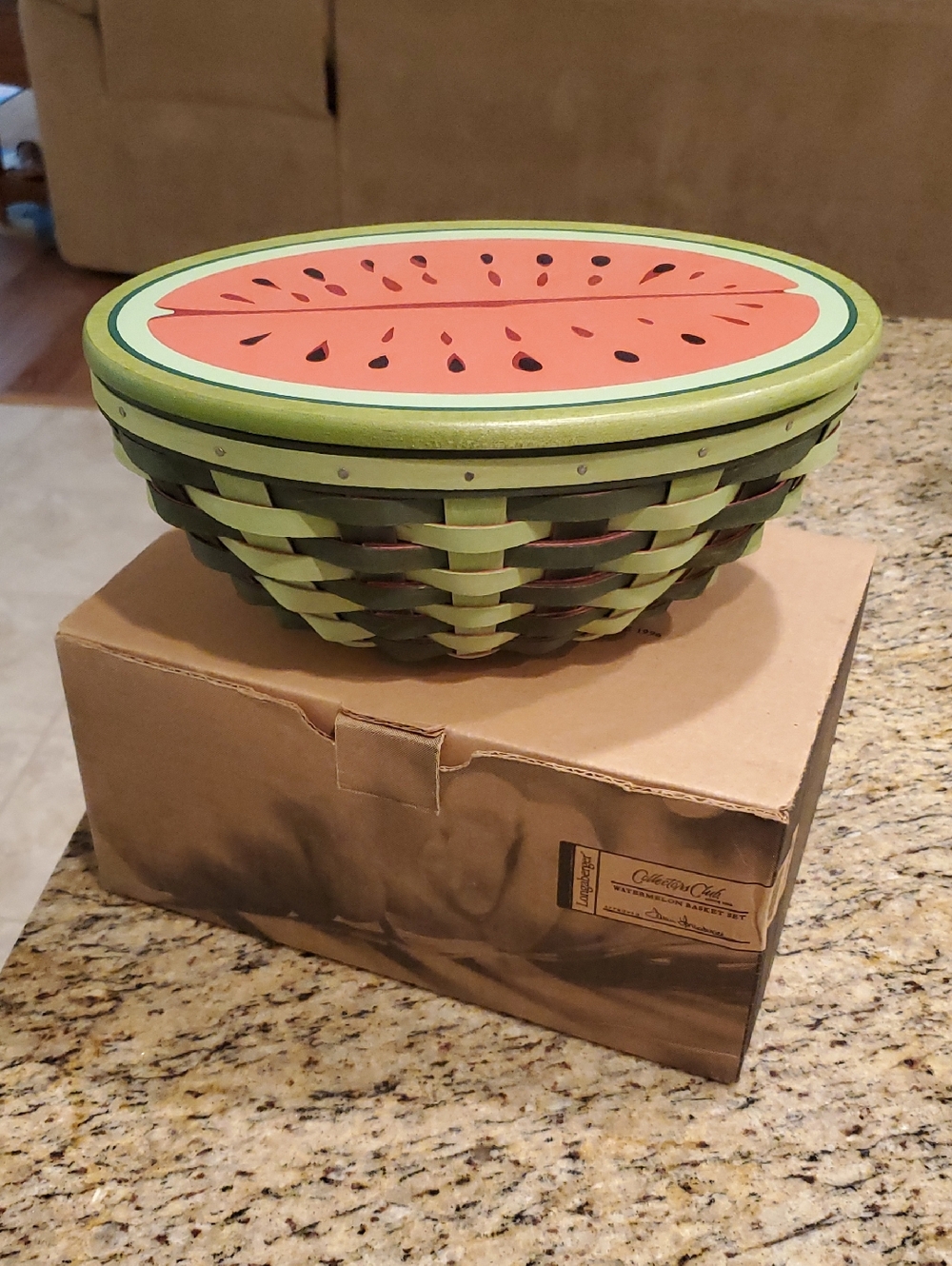 Longaberger Collector's Club Large Watermelon Basket Set # 11700 Like New In Box